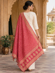 Royal Pure Khaddi Georgette Bandhani Dupatta With Heavy Zari